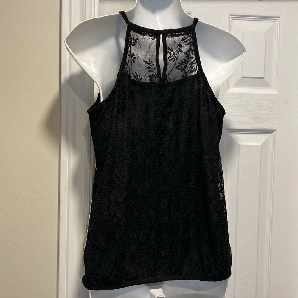 NWT - I.N.C. International Concepts Black Lace Sleeveless Halter Blouse - Sz PM - Picture 4 of 16